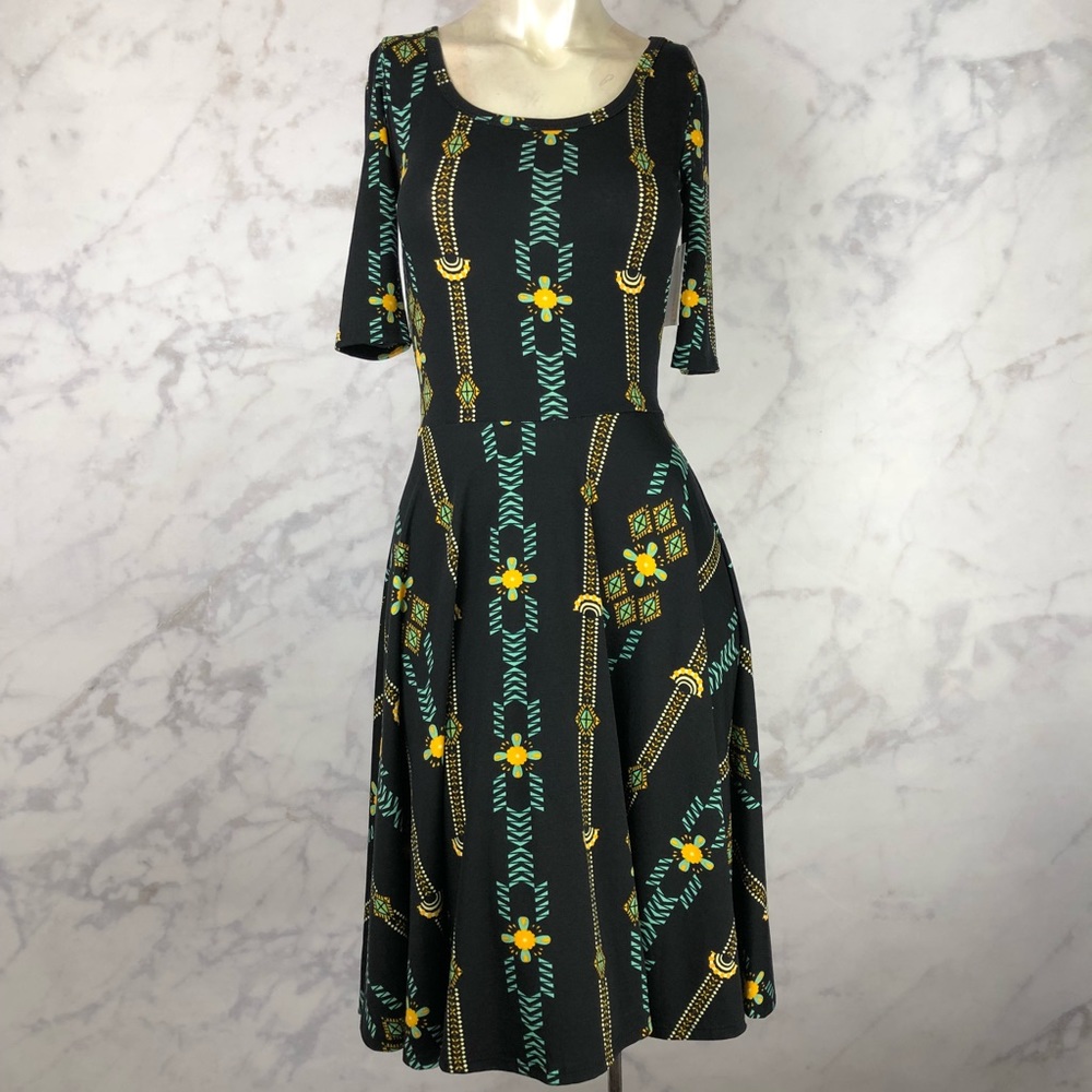 LuLaRoe Black Chevron Print Nicole Dress